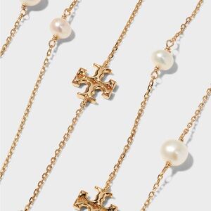 Tory Burch long Gold Necklace with Pearls